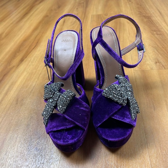 Zara Purple Velvet Platform Heels - Picture 5 of 13